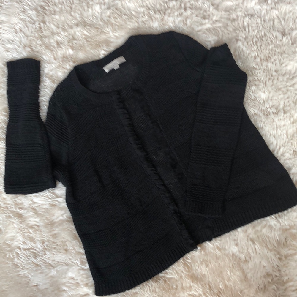 The Loft black sweater w/fringe